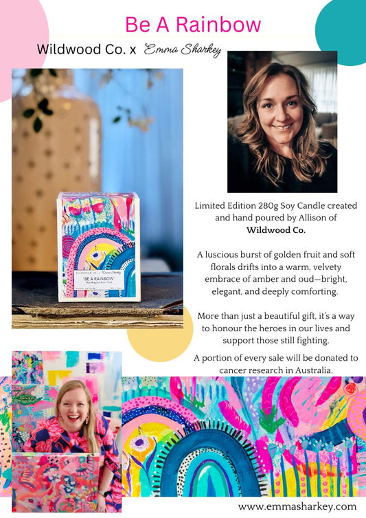 Be A Rainbow - Limited Edition Candle by Wildwood Co, Pear, Bulgarian Rose + Oud