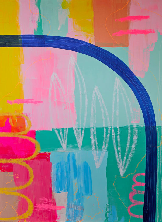 Let's Go To The Beach - Original Mixed Media Abstract Artwork by Emma Sharkey